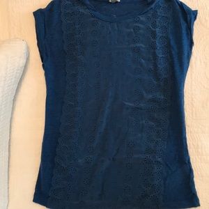 J Crew Cap Sleeve Lace Front Top